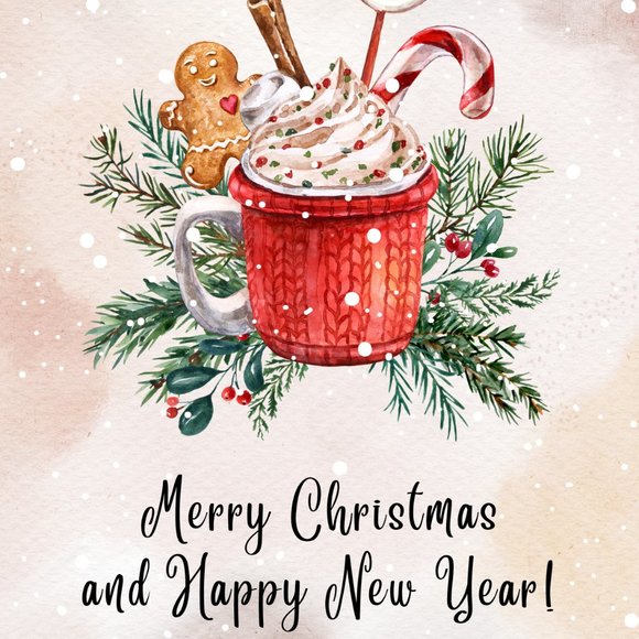 Merry & Happy Christmas Card | Printable Special Digital Card - Picture 1 of 5
